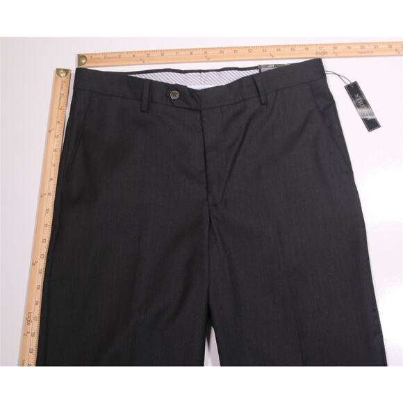 Berle Charcoal Gray Wool Stretch Flat Front Dress Pants Trousers 34 New! - Picture 4 of 8